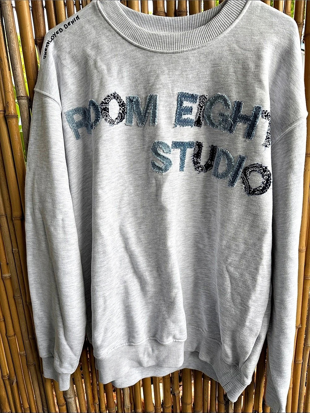 Unemployed Denim Custom Patchwork Crewneck Gray Large